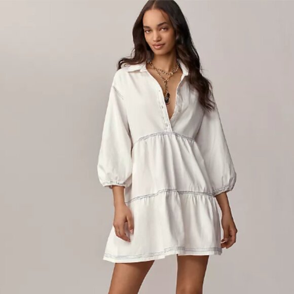 Maeve Dresses & Skirts - Maeve The Bettina Denim Tiered Mini Shirt Dress Size XS